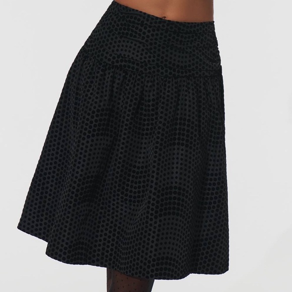 ANTHROPOLOGIE Maeve Taffeta Dot Midi Skirt